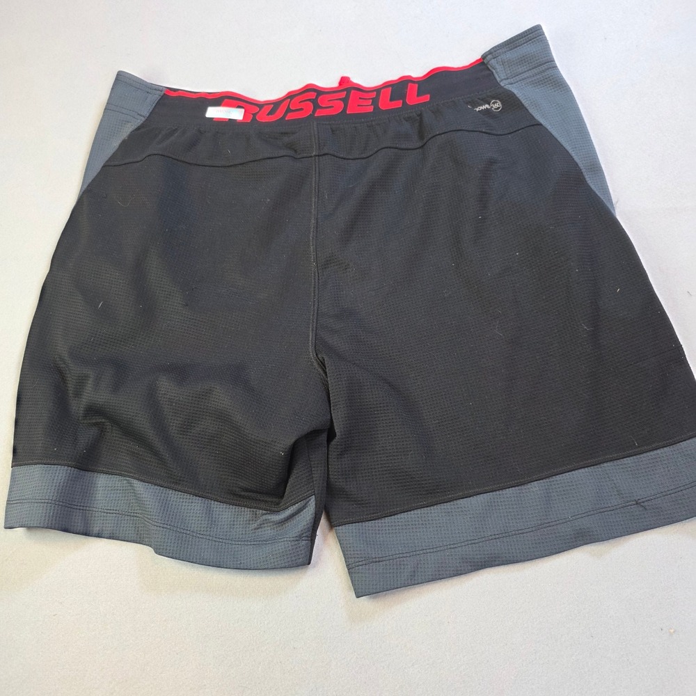 Russell Athletic Mens XL Dri-Power 360 Shorts Black Red RS15101 Gym Workout